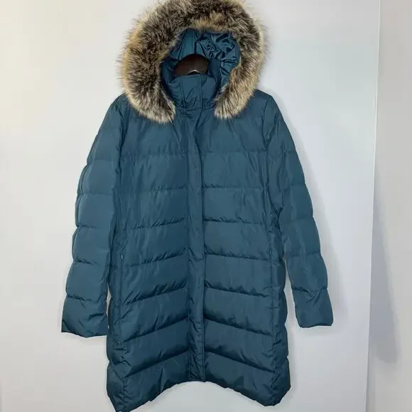 Lands End Women's Plus 1X Down Puffer Winter Coat Jacket Blue - Picture 2 of 13